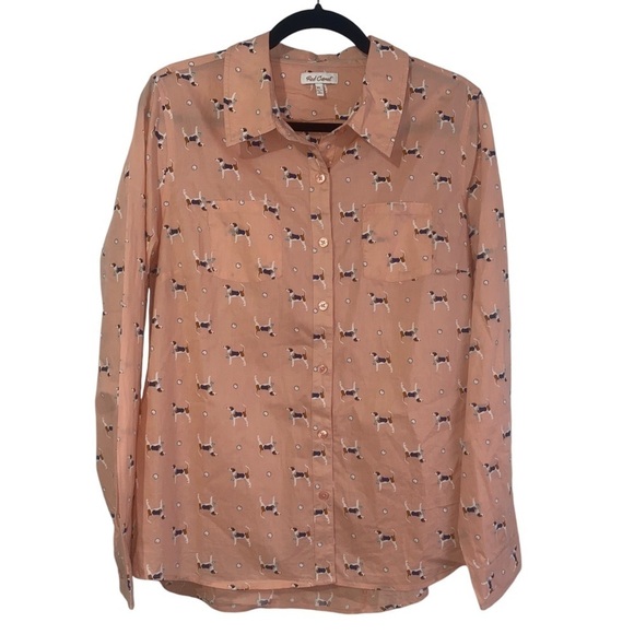 Red Camel Peach Dog Print Button Down Shirt - Picture 5 of 5